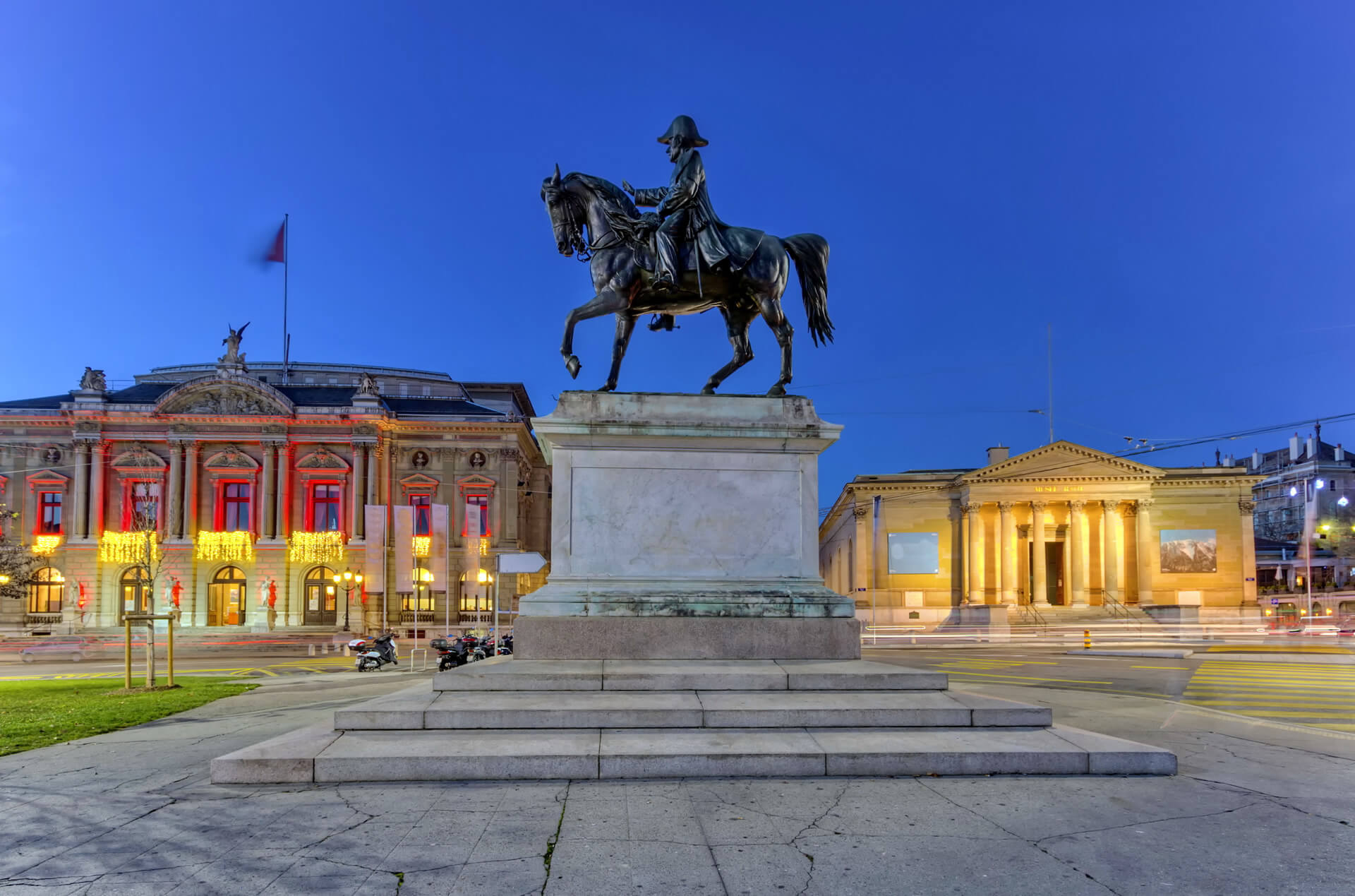 General Dufour Statue - Grand Opera and Rath Museum Geneva